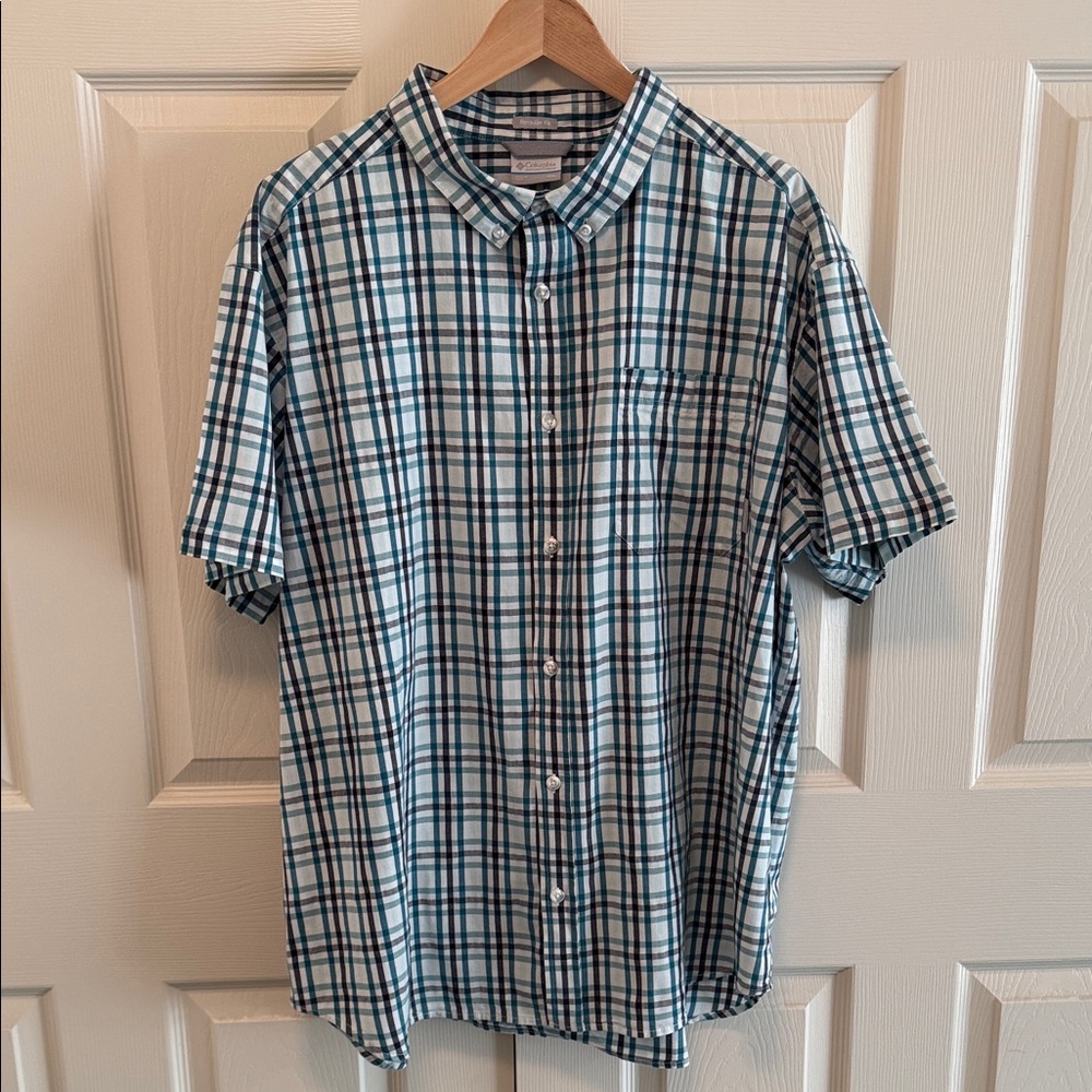 Men's Columbia Sportswear Plaid Shor Sleeved Collared Button Up Shirt XXL